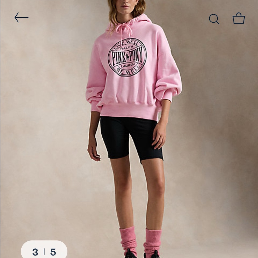 Ralph Lauren Pink Oversized Hoodie with Black Logo - Picture 2 of 5